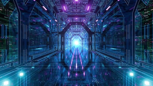 Futuristic Neon Technology Tunnel Loop Animation