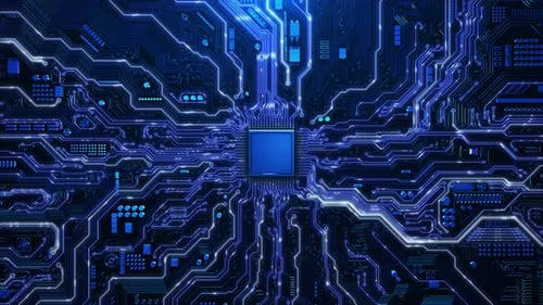 3D Artificial Intelligence AI Circuit Board Electronic Computer Hardware Technology