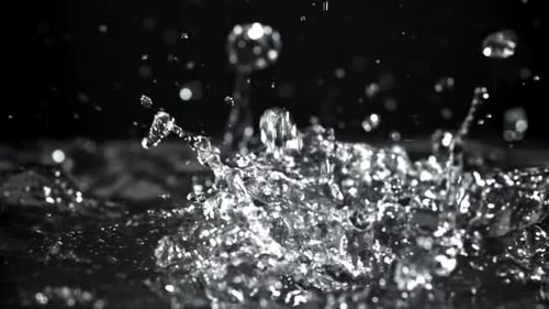 Splashes of Water on a Black Background Filmed on a Highspeed Camera at 1000 Fps