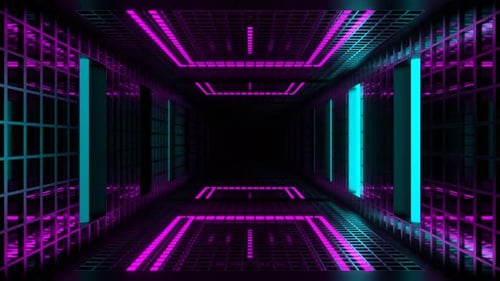 Cyan And Pink Grate Tunnel With Strobe Background Vj Loop In 4K