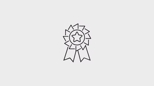 Flat Design Line Art Award Badge Animation