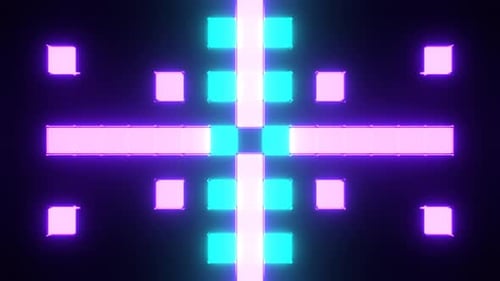 Turquoise And Purple Neon Disco Light Visual Abstraction Background Vj Loop In 4K