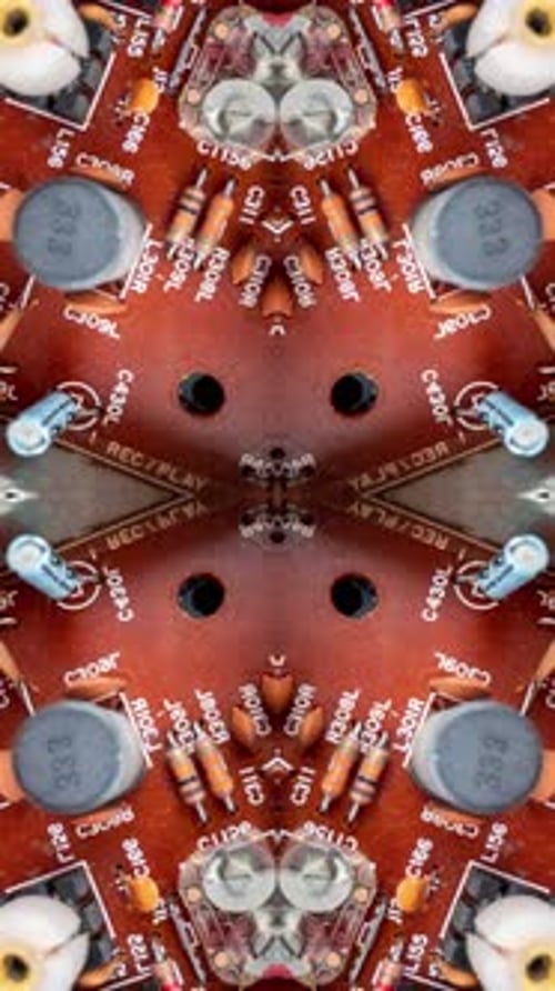Une photo macro d'un circuit imprimé à la verticale
