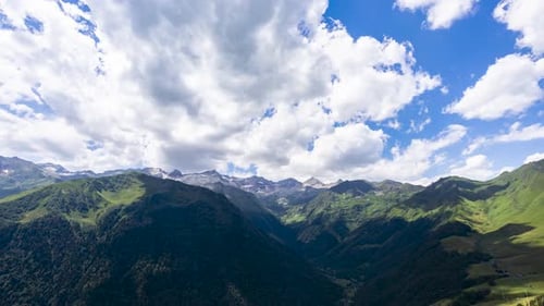 Time lapse scene of summer clouds in Superbagneres, Pyrenees, France