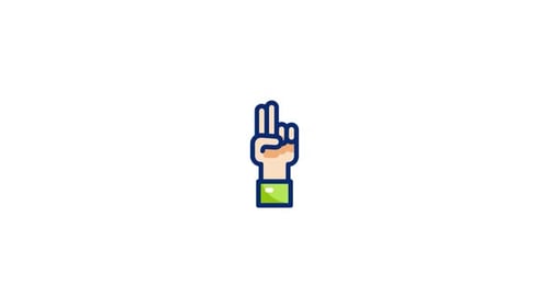 Animated Flat Design Hand Icon Counting