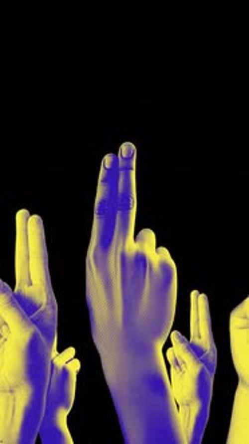 Spinning Colour Halftone Two Fingers Hands Portrait Background Loop