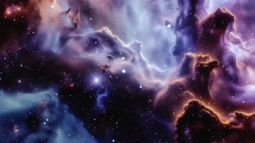 Colorful Animated Space Nebula with Twinkling Stars Background