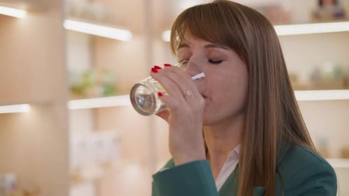 Woman Drinking Glass of Water Close Up