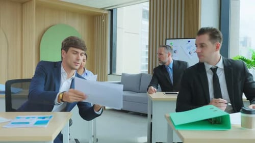 Group of young businessman and businesswoman people working in office.