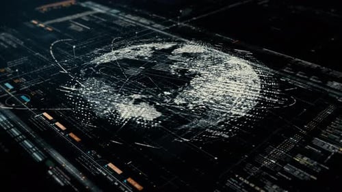Futuristic Digital Earth Global Network Data Display