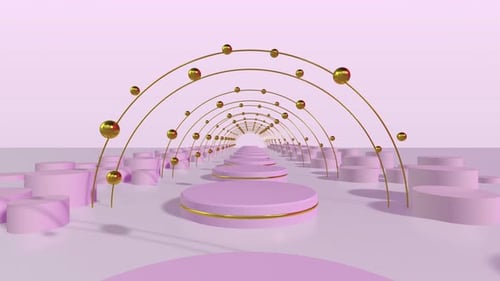 Elegant Pink and Gold Geometric Tunnel Journey