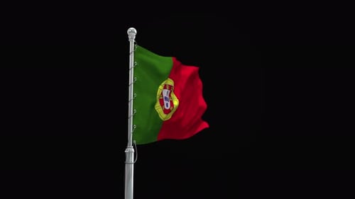 Portugal Flag Waving Realistic 3D Loop