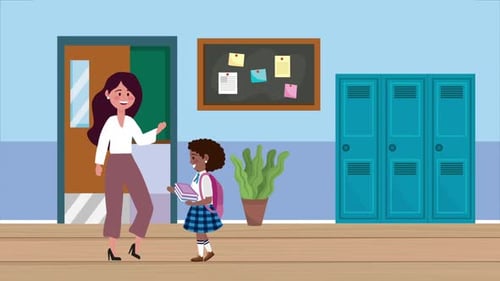 Woman Teacher With Girls Students