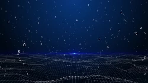 Onda cibernética digital hecha de partículas que fluyen líneas digitales con un fondo de ciberespacio