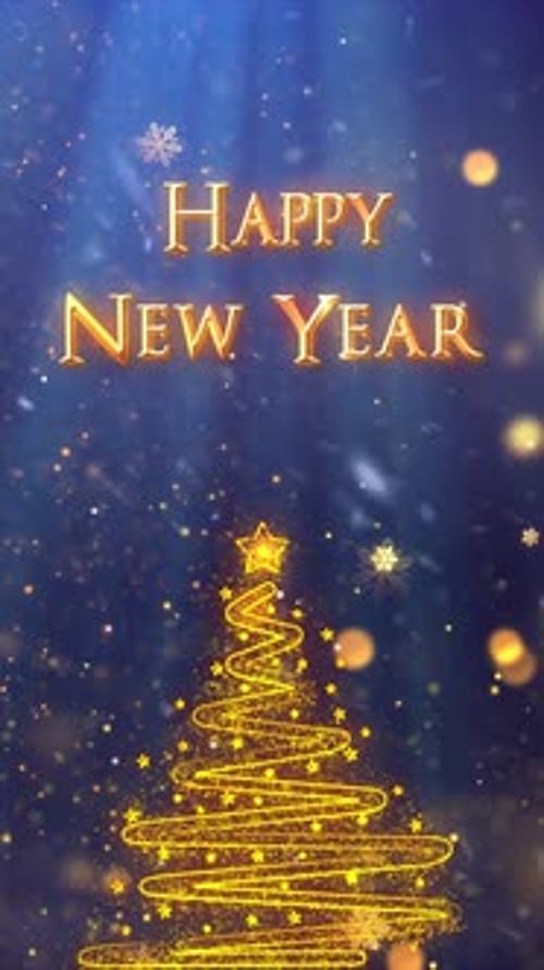 Sparkling Christmas Tree and Happy New Year Particle Animation