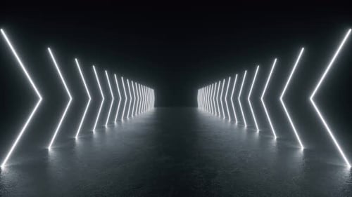 Dark Tunnel Illuminated by White Lights