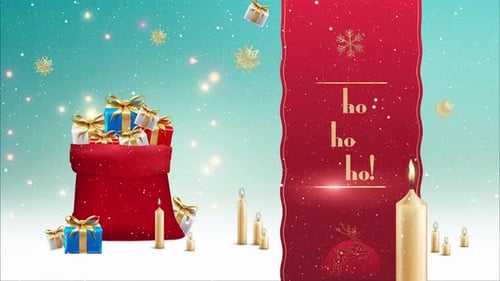 Christmas Gift Red Banner Ho Ho Ho Looped
