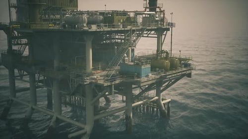 Offshore Oil Rig in the Ocean with Gentle Camera Movement