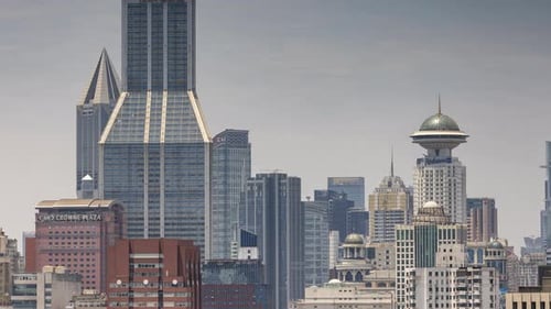 Shanghai City Skyline From a High Vantage Point