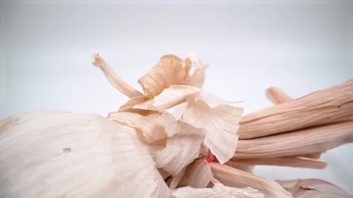 Garlic close up on white background isolated 4K