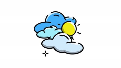 Animated Modern Weather Icon with Sun and Clouds