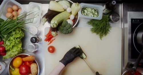 Preparing Fresh Vegetables for Cooking in Kitchen