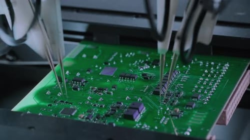 La placa de circuito impreso de componentes electrónicos se mueve con la producción de máquinas de soldadura y soldadura de PCB SMD