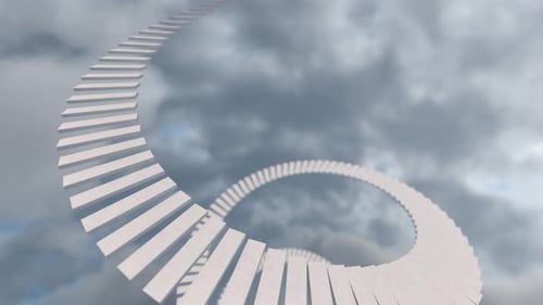 Abstract Spiral Staircase Ascending Through Clouds Animation