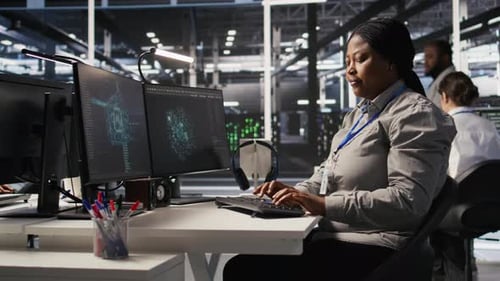 Data Center Expert Doing Software Updates Verifying Machine Learning Parameters