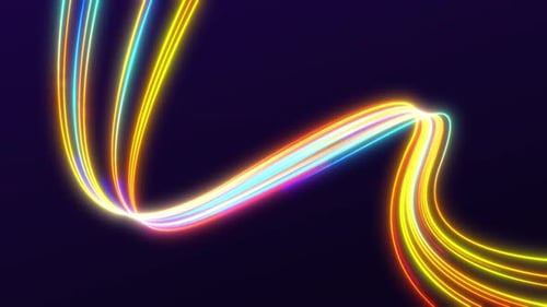 Neon Glowing Light Trails Abstract Background Animation
