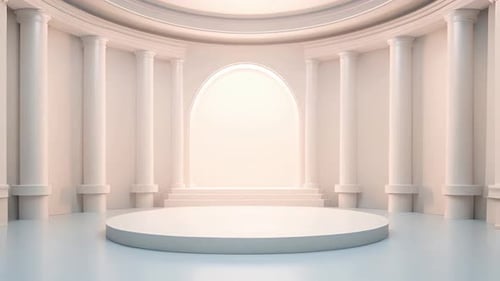 Podium Futuristische Vitrine mit Plattform für Produktausstellungen. Leeres modernes Bühnendisplay
