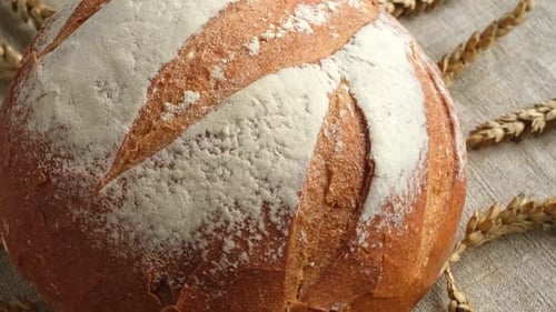 Baked Bread Loaf of Bread Fresh Bakery Products Healthy Food Concept Top View Homemade Sourdough