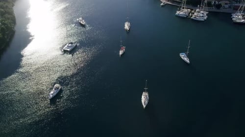 Yacht parkingSummer Sea Cruise on Ship at Green Mountains Island White Yacht