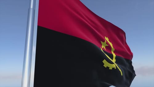 Angola National Flag Waving Realistic Animation