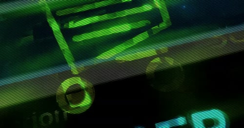 Cyber Monday Digital Sale Promotion with Neon Glitch Icons