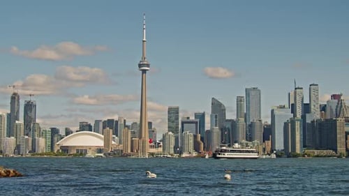 Summer Day In Toronto Harbor Island Park View Of City Skyline And Waterfront