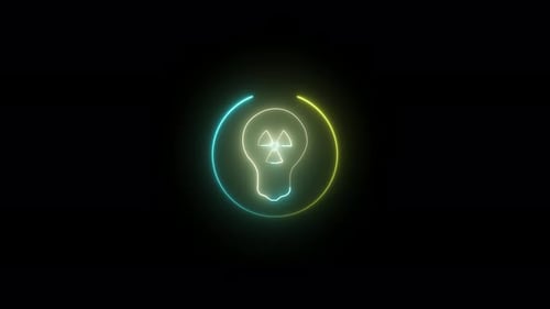 Neon electric bulb icon animation .Glowing bulb animated . Vd2128 1