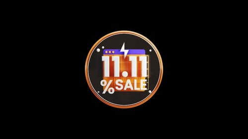 11.11 Sale Discount Marketing Label 3D Animation