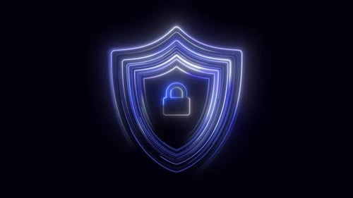 Security Shield Motion Speed Lines With Padlock V4