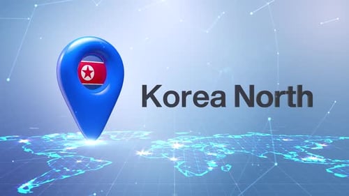 3D Location Pin Drop on Digital World Map Animation