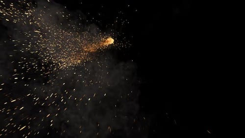 Intensive Feuerpartikel vor schwarzem Hintergrund