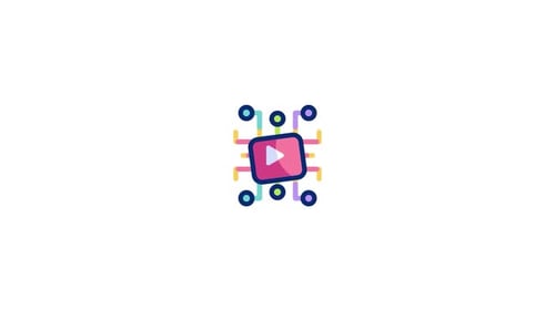 Flat Design Play Button Icon Technology Animation