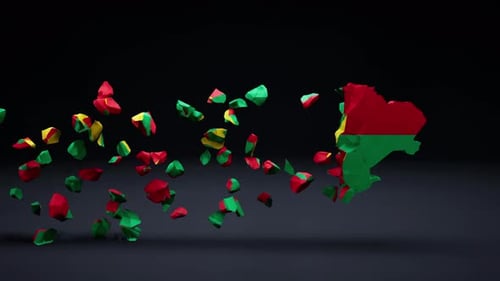 Animated Map Fragments Assemble with Flag Reveal