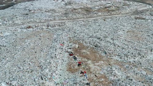 Environmental Pollution and Ecological Disaster Aerial View of Garbage Pile in Landfill or Trash