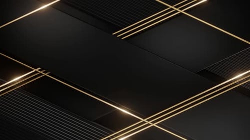 Sleek Black and Gold Modern Geometric Background Loop