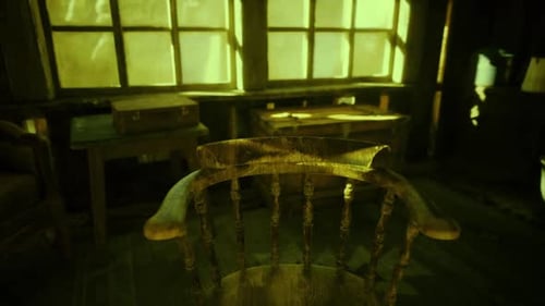 Abandoned Vintage Chair with Shadowy Green Surroundings in Namibia