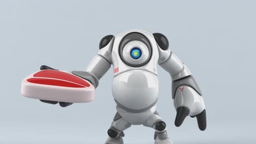 3D Robot Serving Meat Animation