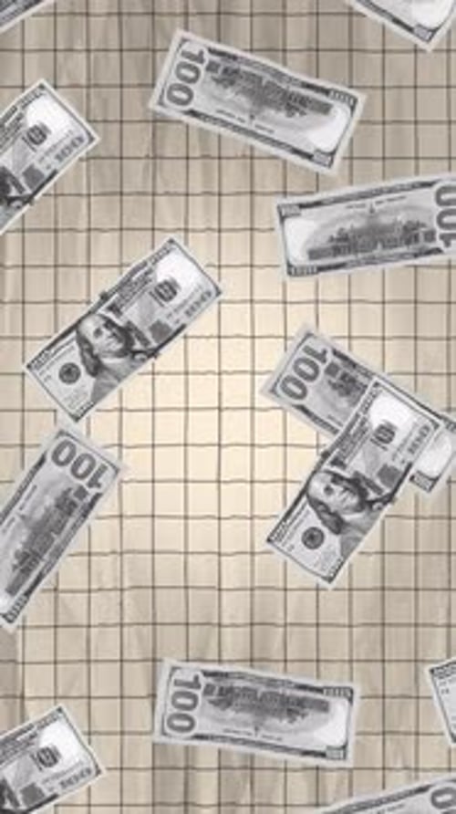 Argent tombant sur du papier quadrillé, vertical, brillant