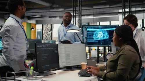 Technicians Doing Brainstorming in Office Using AI Specialized Hardware