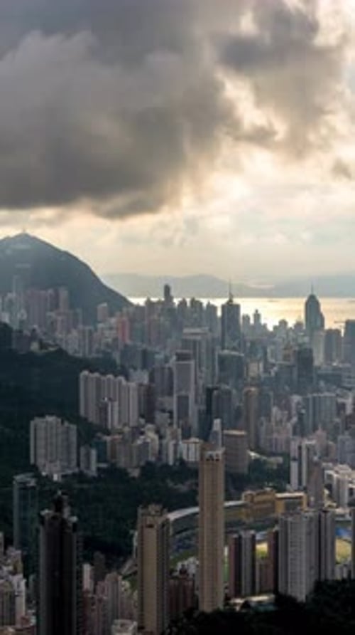 Vertical View Of Hong Kong Skyline